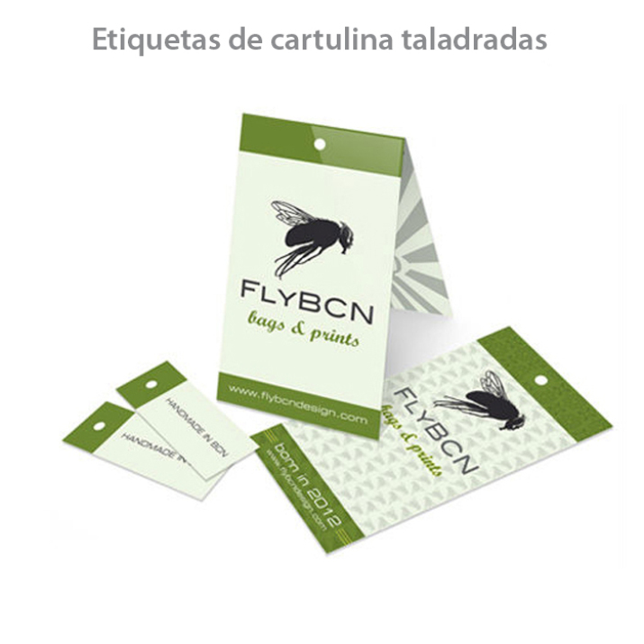 Etiquetas de cartulina taladradas